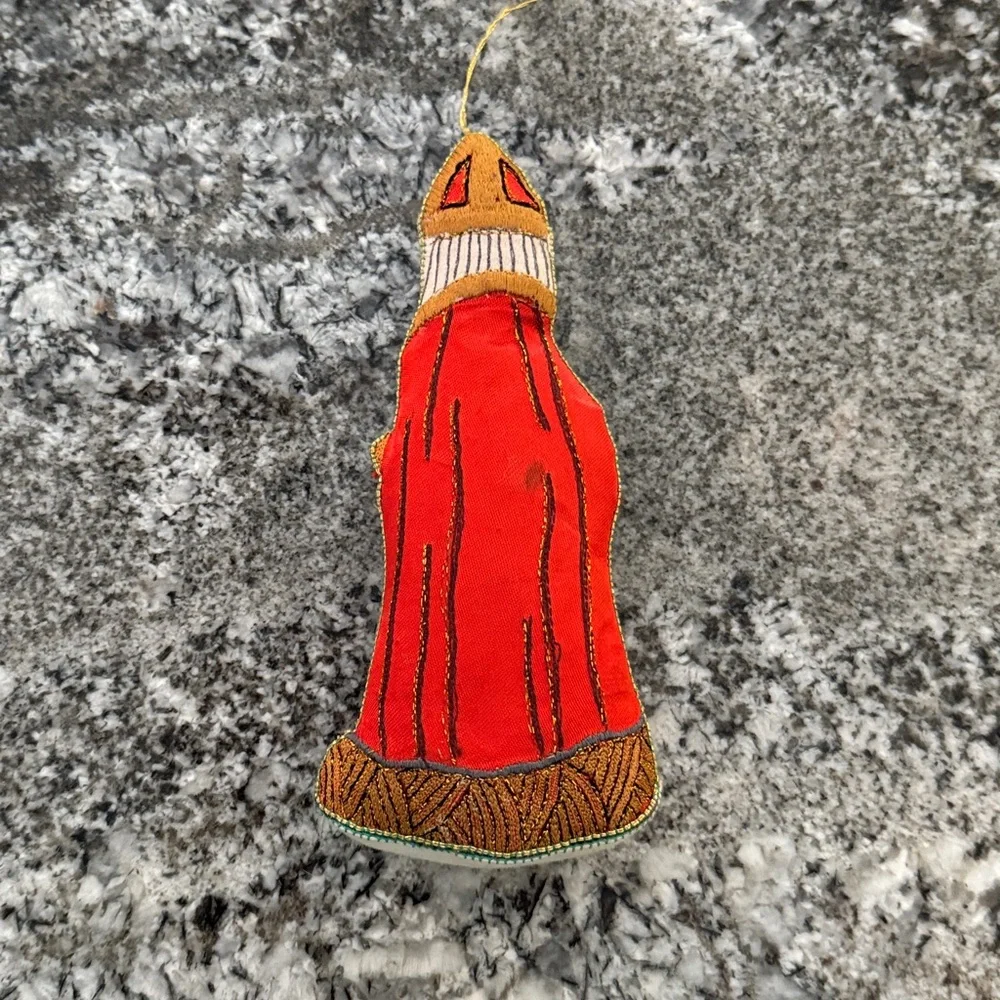 Vintage handmade embroidered Santa King Christmas ornament 2/$20